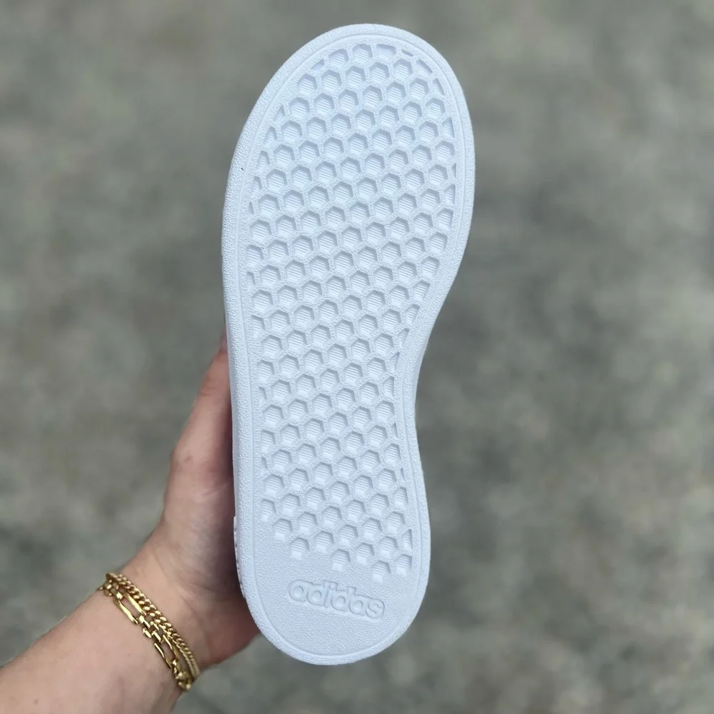 851 | Adidas Grand Court Kids Girls White Sneakers with Iridescent Stripes - Picture 10 of 10